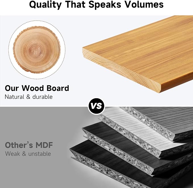 Dual Monitor Stand, 35.4 Inch Monitor Stand Riser for 2 Monitors, 2 Tiers Wood Desk Shelf with Storage, Desktop Organizer Stand for Computer, Laptop, Printer, TV