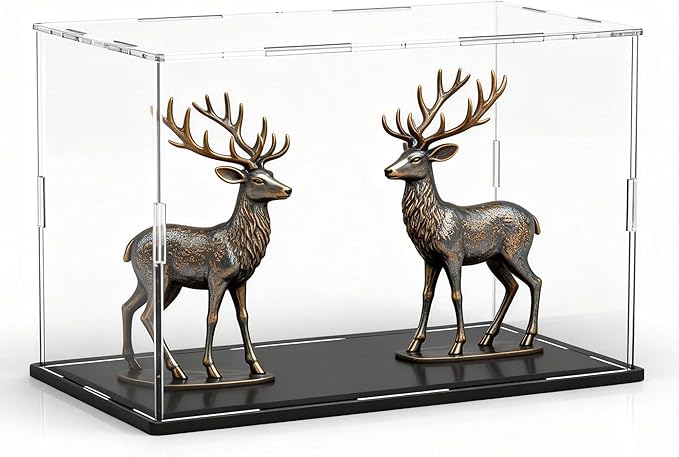 Large Acrylic Display Case, Clear Acrylic Display Box with Matte Base, Dustproof Collectible Storage Cases, DIY Easy Assembly Showcase for Figures, Models, Collectibles, 16 x 8 x 8 inch
