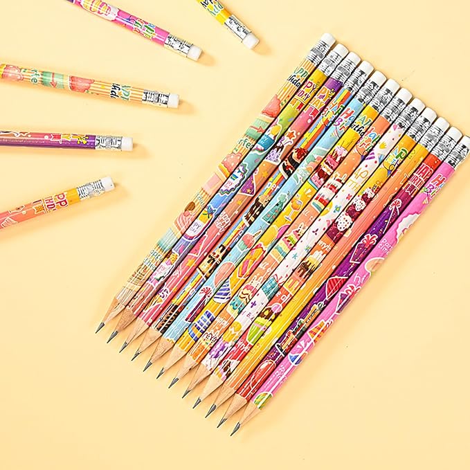 96pcs Birthday Pencils with Eraser Wood Pencils Bulk (birthday, 96)