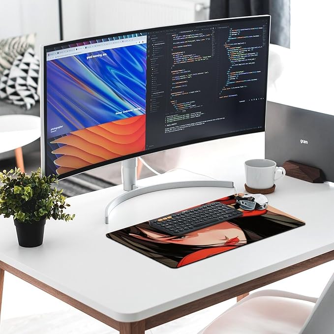 Large Mouse Pad Gaming Mousepad Japanese Female Samurai Anime Girl Cool Desk Mat Big Mousepad Extended Keyboard Computer Pad Office Desk Organizers and Accessories 30x60cm, Style