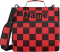 Custom Black Red Checkered Pattern 3 Ring Binder Bag 1.5 inch Personalized Name Binder Organizer 500 Sheet Documents Storage for School Office