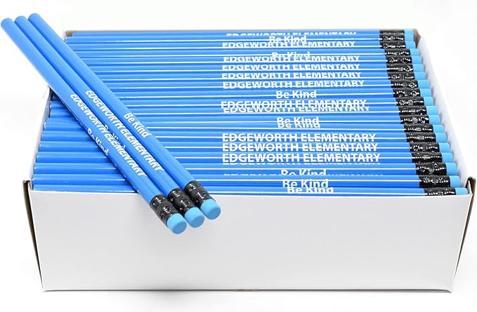 Pencil Guy Promotional Personalized Imprinted Blue Neon Round Pencils 144 to a Box; 19 Colors to Choose From