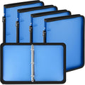 Teling 4 Pcs 1 Inch Zipper Binder 3 Ring Organizer, Blue | Secure Zipper Closure, Refillable 3 Ring Design, Handle Carry, Fits Letter Size Papers for School, Office and Projects
