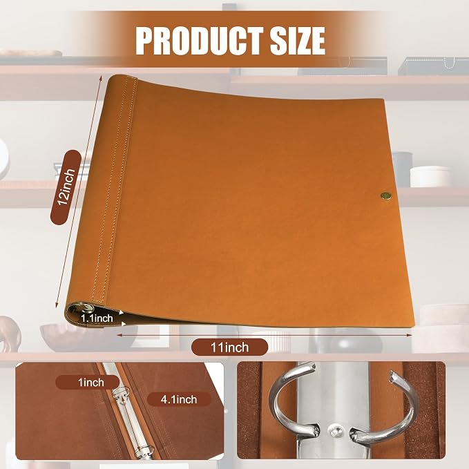 Teling 2 Pcs Leather 3 Ring Binder Holds 8.5 x 11 Inch Paper Binder Organizer Vintage Faux Leather Portfolio Folder Planner for Office Home Document Photo Diary Supplies (Antique Brown)
