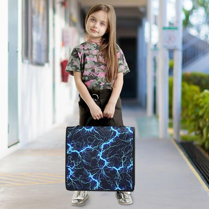 Custom Blue Black Electric Lightning 3 Ring Binder Bag 1.5 inch Personalized Name Binder Organizer 500 Sheet Documents Storage for School Office