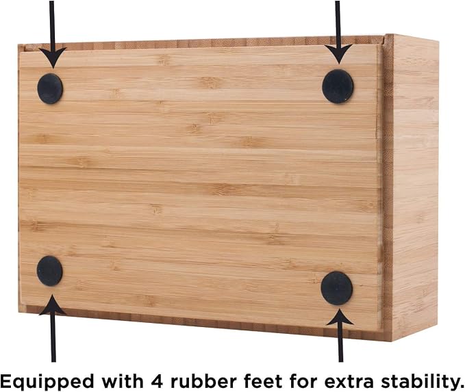 MobileVision Bamboo Telephone Stand with Drawer Stackable Storage Solution for Office Products Pens, Pencils, Scissors, Notepads, Business Cards and More