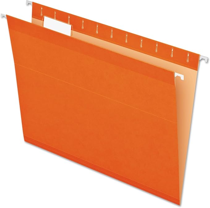 Pendaflex Reinforced Hanging File Folders, Letter Size, Orange, 1/5 Cut, 25/BX (4152 1/5 ORA)