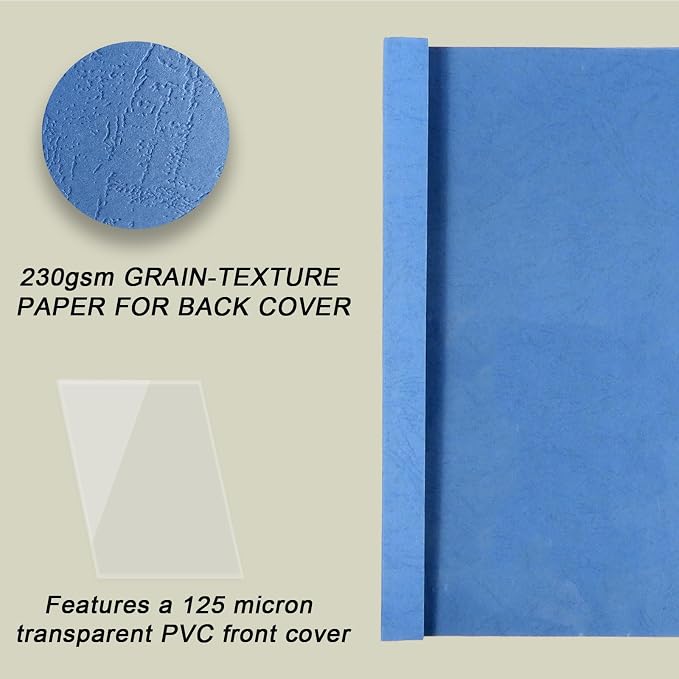 RAYSON TBC12-25 Thermal Binding Covers, 1/2 Inch, Blue Letter Size Holds 120 Sheets, 25 Pack