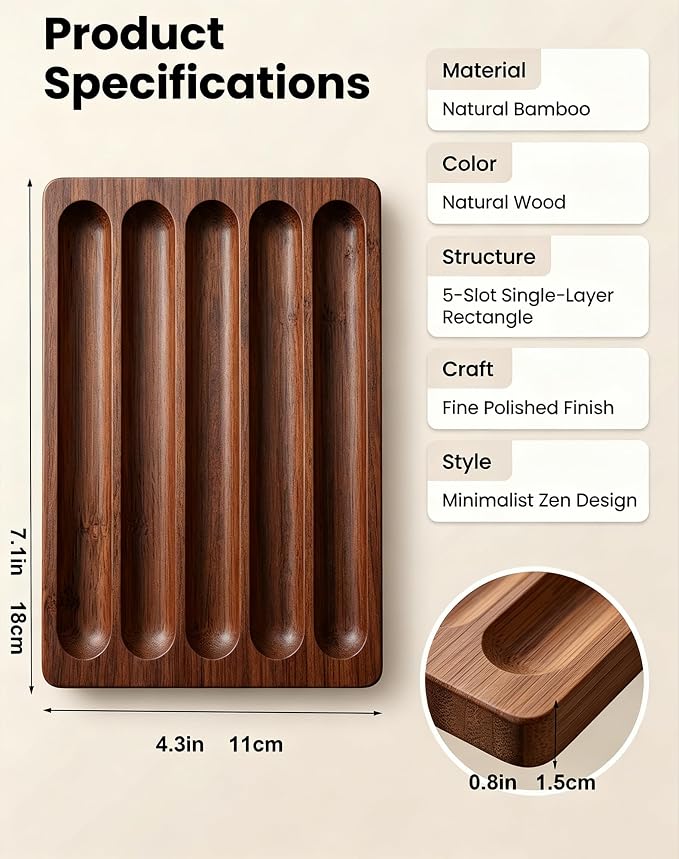 Pen holder Organizer of Office desks,Walnut Desk Pen Stand,Wave Pen TrayOffice Accessory,Teacher Gifts,Suitable for School,Home,Office Desktop Art Accessories (Walnut-5 Grid)