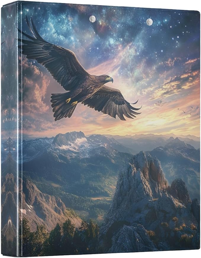 3 Ring Binder Eagle Flying on Mountain 1.5" Round Ring Binders View Binder with 200 Sheet for Women Men Office Kids School Supplies, 1 Pack