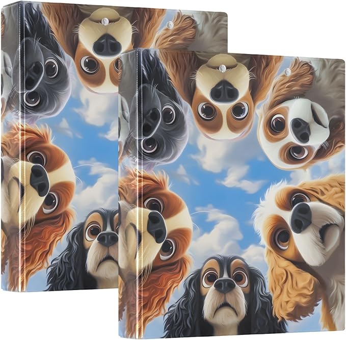 ALAZA 3 Ring Binder Funny Dog Faces Clipboard Round Ring Binder Holds 1.5 Inch Three Rings Binders for Office Supplies, 1Pack