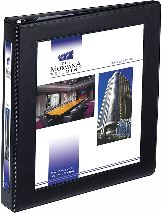 Avery® Heavy-Duty View 3 Ring Binder, 1" EZD® Rings, 1 Black Binder | For Heavy School, Home and Office Use, Vinyl Cover, One Touch EZD Locking Rings, Title Page Framing Border, Mounting Sheets