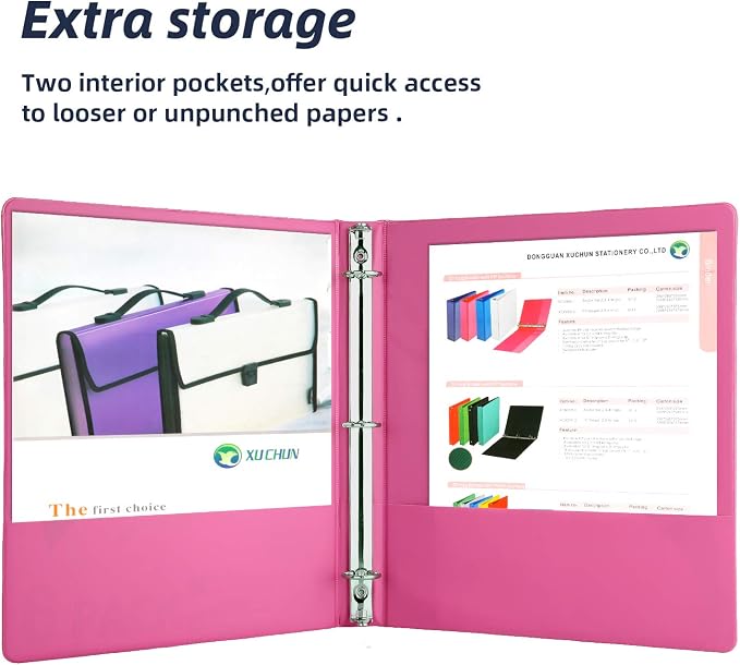 XUCHUN 3 Ring Binders 1 Inch,Clear View Binder with 2 Pockets, Holds 225 Sheets 8.5x11 Inches Paper, Customizable Cover & Spine, Large Capacity Binders for Office, School, Home, Business 6 Pack