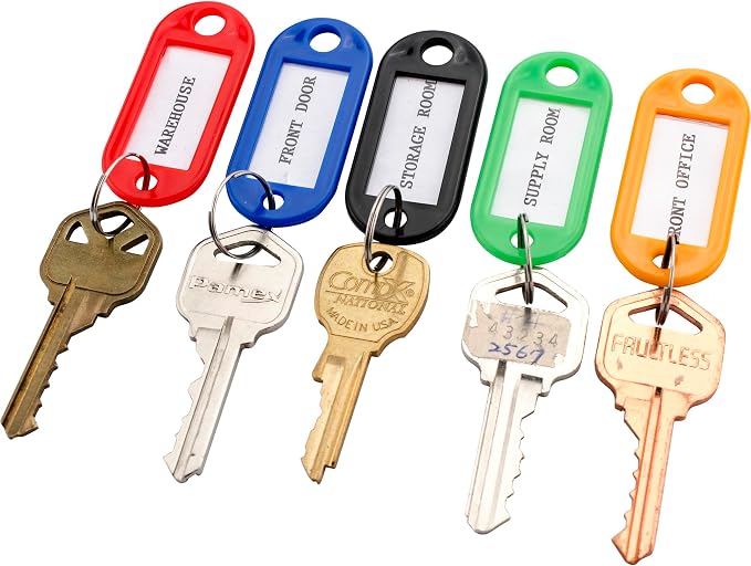 Barska Multi-Purpose Key Tags with Write-On Labels & Ring Holders - 50 Colored Tags
