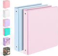 2 Pack BinderX Extra Durable 3 Ring Binder, 1 Inch Binder Round Rings, Fits 350 Sheets of 8.5x11 Paper, Customizable View Cover with Inside Pockets, Cute 1 Inch Binders 3 Ring, Pink & Blue