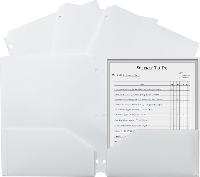 C-Line Two-Pocket Heavyweight Poly Portfolio Folder with Three-Hole Punch, Box of 25, White (33937-25)