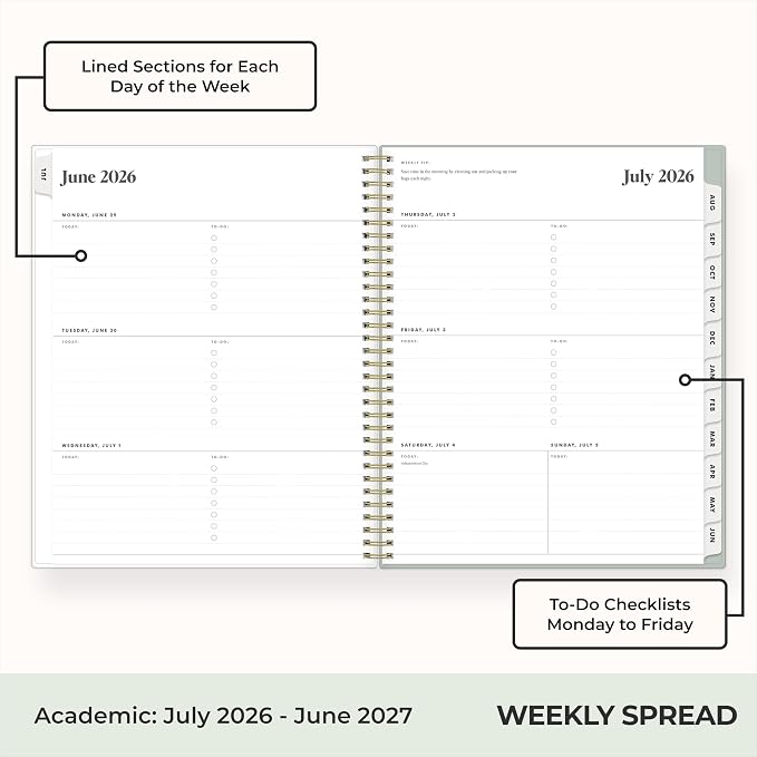 Blue Sky 2026-2027 Weekly & Monthly Academic Planner, 8.5"x11", Marisa