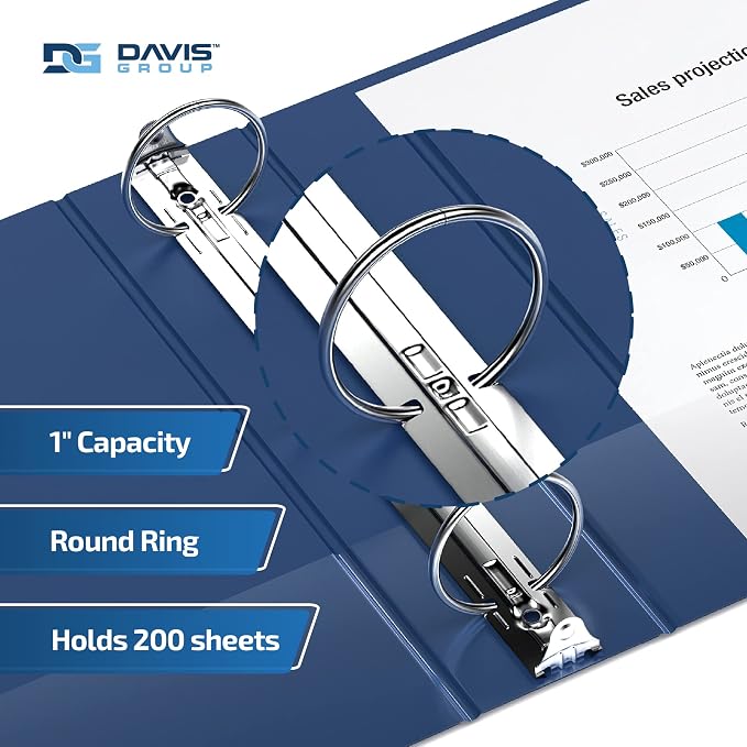 Easyview Premium 3-Ring Binders with Clear-View Covers and Round Rings, Binders for School or Office, 1 Inch, Pack of 6, Royal Blue