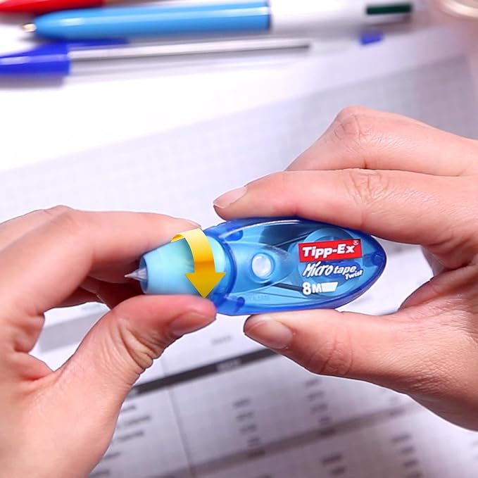 Bic Tipp-Ex Correction Tape Set with 5 Mini Pocket Mouse (2 Assorted Decorations and 3 Fantasy Colours) and 3 Micro Tape Twist - Assorted Colours, Pack of 8
