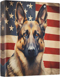 3 Ring Binder Dog German Shepherd American Flag 1.5" Round Ring Binders View Binder with 200 Sheet for Kids School Supplies Women Men Office, 1 Pack
