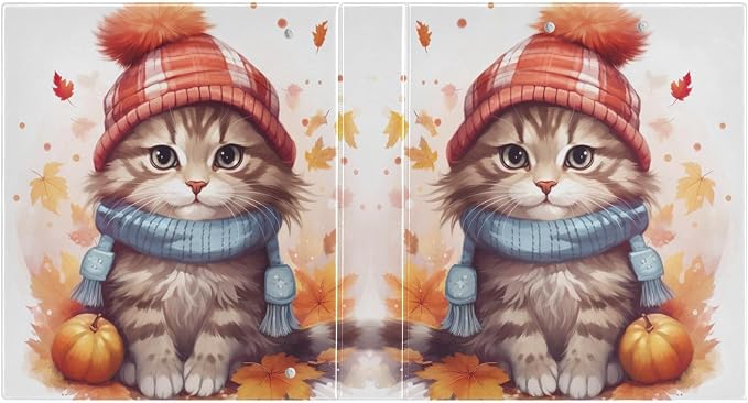 SPRIPORT Fall Cat 1.5 Inch 3 Ring Binder Holds 200 Sheets for Office Supplies Durable PVC Round Ring Binder with Interior Clear Pockets 3 Ring Notebook Binder for Man Woman Home Work