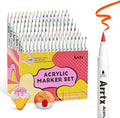 Arrtx 120 Colors Markers Paint Pens, Acrylic Paint Pens for Artists Adults Coloring Drawing Cartoon Anime Comic - Brush Tip for Rock Painting, Wood, Canvas, DIY Crafts Making Art Supplies