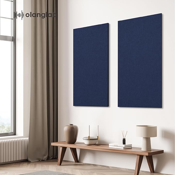 Olanglab Acoustic Panels 2 Pack, 48''x24'' Large Sound Panels, Fabric Wrapped Sound Proof Foam Panels for Walls, Sound Absorbing Panels for Recording Studio Acoustical Treatments (Navy)