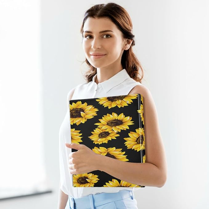 Sunflower Pattern Clipboard Binder with 2 Pockets, 1.5 Inch Three Ring Binder