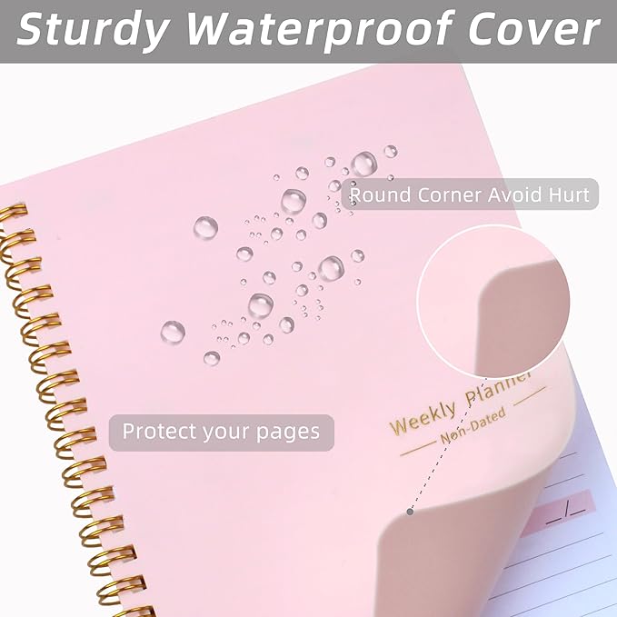 Undated Weekly Planner- Weekly Goals Notebook, A5 To Do List Planner, Habit Tracker Journal with Spiral Binding, 5.7 x 8.0 inches