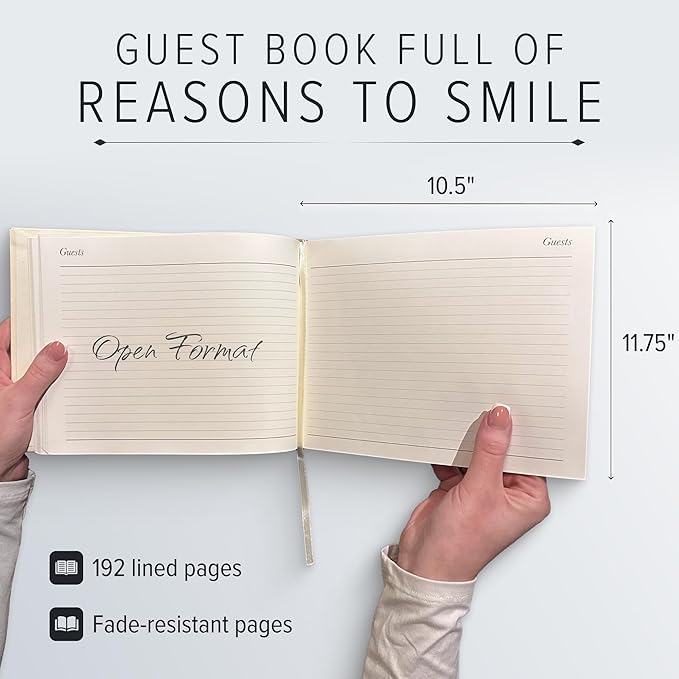 Gallery Leather Guest Book - Great for Wedding, Reception, Baby and Bridal Shower, Birthday Party and Vacation Home - 192 Lined Pages to Sign in, add Polaroid Photo - Hardcover 9x7" - Acadia Navy