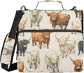 ALAZA Zipper Binder 3 Ring Neutral Colors Highland Cows Binder Organizer with Zipper and Shoulder Strap Large Capacity Multi-Pocket Trapper Keeper File Folder for Office Supplies