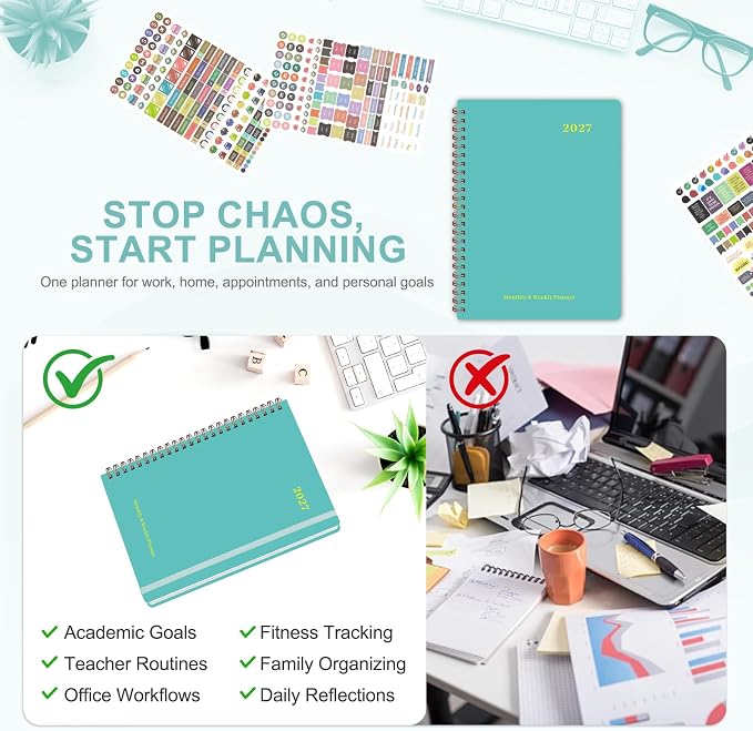 2027 Planner, Weekly and Monthly Calendar Planner Book, A5(6.3'' x 8.5'')