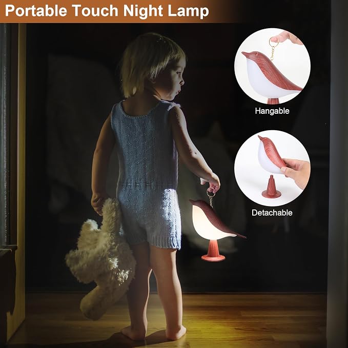 VoMii Bird Desk Lamp Set of 2, Small Table Lamp Cordless Touch Dimmable Night Light with 3 Color Temperature, Rechargeable Decorative Lamps for Bedroom Bedside Nightstand, Desk Decor, Bird Gifts