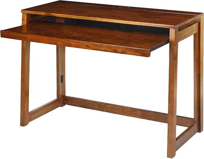 Folding Desk with Pull-Out & USB Port-Warm Brown
