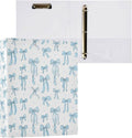 Aslsiy Doodle Bow Knots Blue 3 Ring Binder 1.5 Inch Coquette Round Clipboard Binder Decorative Harcover Binders Organizer for Office Supplies