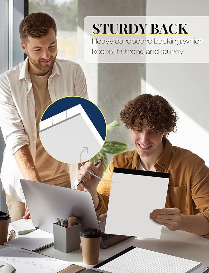 8 Pack White Legal Pads 8.5 x 11 Wide Ruled Note Pads 8.5 x 11" Legal Ruled Writing Pads for School 30 Sheets White Lined Paper Pads Notebook for Work Legal Notepads for Office Pad of Paper for Home