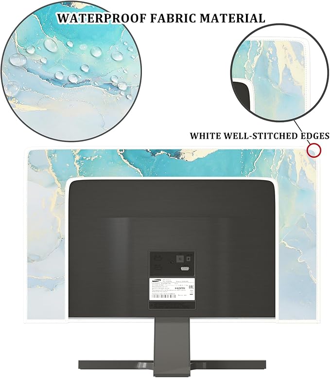 Baocicco Blue Green Marble TV Display Screen Cover 55 Inch Creative Anti-Static Dustproof Monitor Accessories Laptop LCD Cover Modern Screen Television Decoration for LED LCD OLED TVs