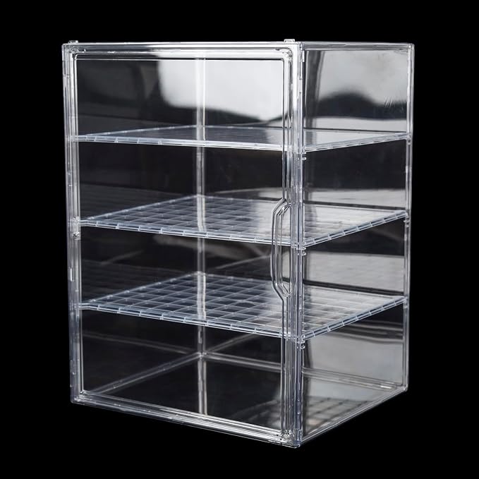 4-Tier Transparent Storage Organizer,11.81x9.84x15.75 inches | Clear Acrylic Display Case, Dustproof Protection for Figures and Collectibles,Magnetic Door
