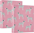 Black Dot Dalmatian Dog Pink Binder 1.5 Inch Binder with Clipboard&Pockets, Hardcover Binders 3 Ring, Heavy Duty Large File Folder for Office School Supplies - Holds 200 Sheets, 2 PC