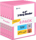 Enday 1/2 inch Binder 3 Ring Binder (6 Pack - Pink) O-Ring Binder with Clear View Cover and 2 Inside Pocket - for Letter Size 8.5 x 11'' Paper, Ideal for School Supplies, Office, and Home