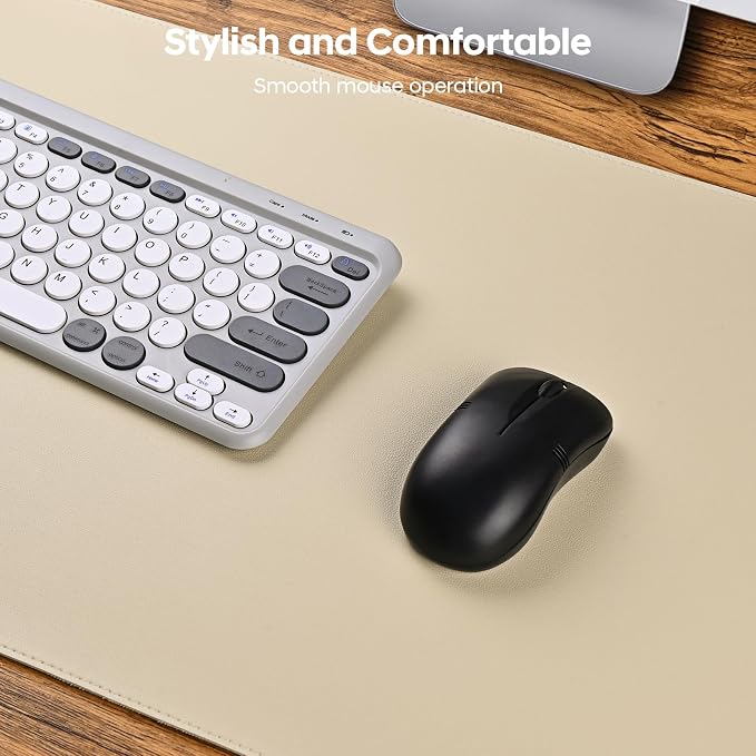 Leather Desk Pad Protector, Office Desk Mat, Large Mouse Pad, Non-Slip PU Leather Desk Blotter, Waterproof Computer Desk Writing Pad for Office and Home (Beige, 23.6" x 13.7")