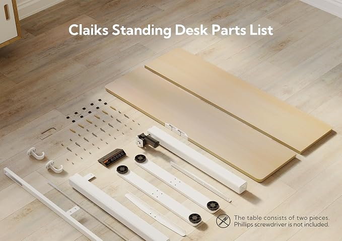 Claiks Electric Height Adjustable Standing Desk, 55x24 Inch, Nature | Smooth Height Adjustment, 3 Memory Presets, Cable Management Hub&Hook, Stable Steel Frame, 176lbs Capacity, Easy Assembly