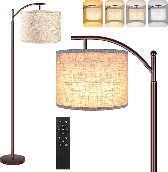 Floor Lamp for Living Room, 4 Color Temperature LED Floor Lamp with Remote Control & Foot Switch, LED Bulb Included, Modern Standing Lamp for Bedroom, Study Room, Office - Oil Rubbed Bronze