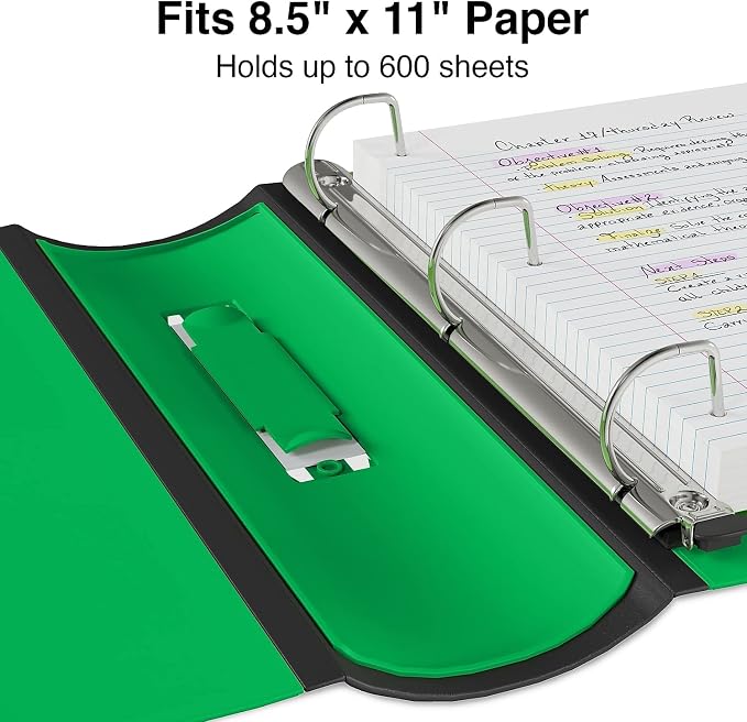Staples Better Binder, 3 Inch D-Ring, Green, 600 Sheets, 2-Pack | Reinforced spine for durable organization in office, school, or presentations.
