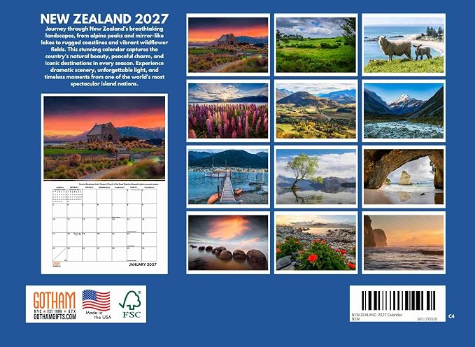 New Zealand Calendar 2027 Monthly Wall Calender 12 Month