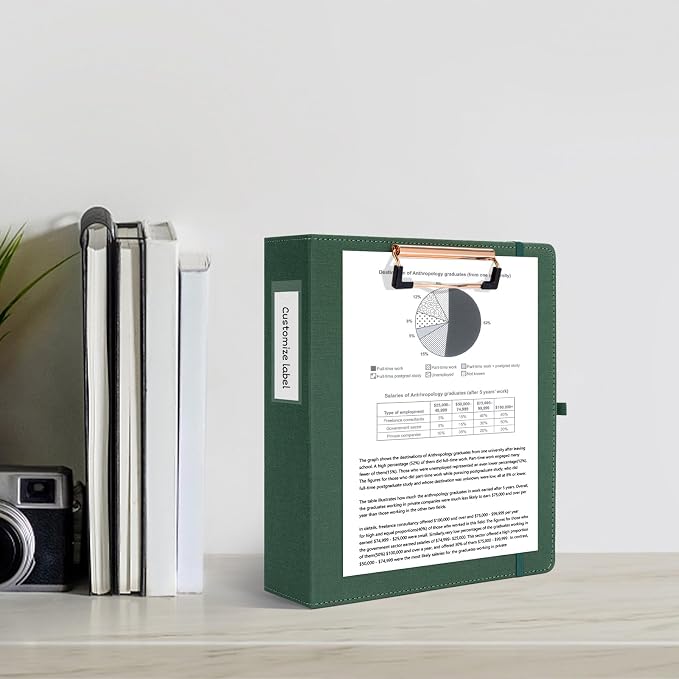 Ospelelf Mini 3 Ring Green Binder 2 inch, 5.5 x 8.5 Small Clipboard Binders Dividers with Tabs, Linen Binder Organizer for Office, School
