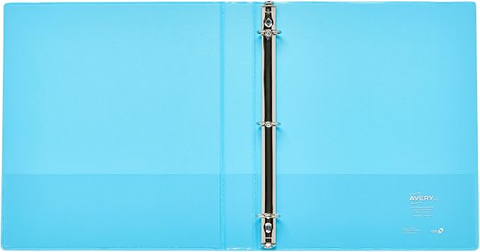 Avery Luxe Collection Durable Holographic 3 Ring Binder, Customizable View Cover, 1 Inch Round Rings, 1 Holographic Aqua Binder (03224) (Pack of 6)