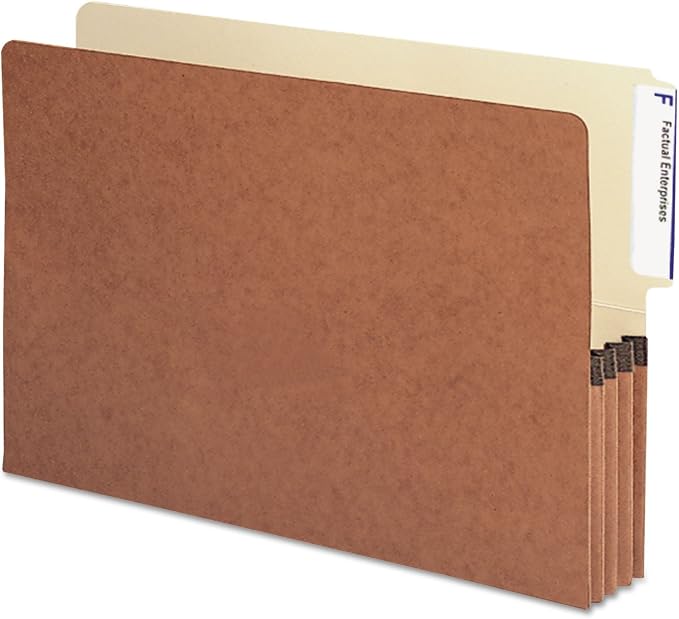 Smead End Tab File Pocket, Reinforced 4"-High Tab Top Position, 3-1/2" Expansion, Legal Size, Redrope with Manila Liner, 10 per Box (74624)