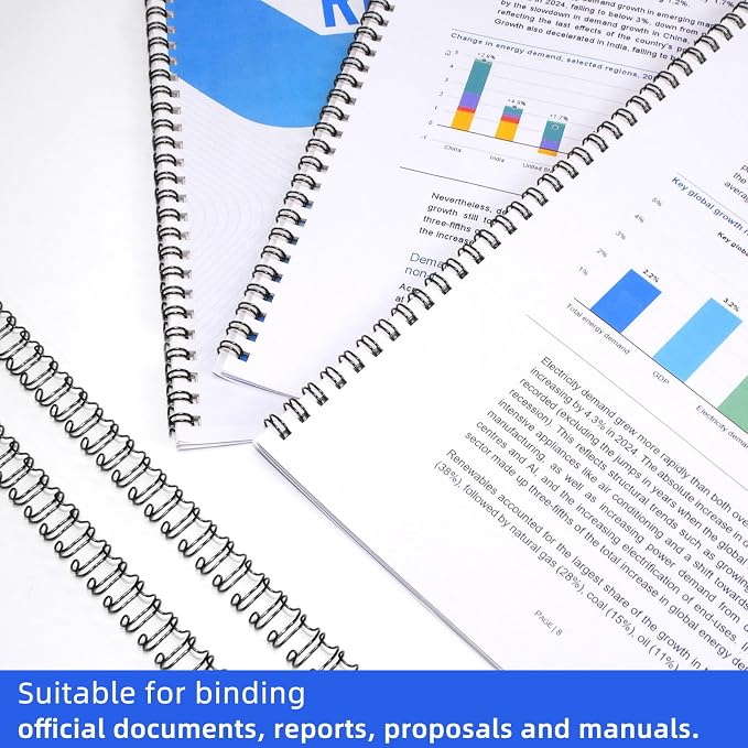 Rayson Wire Binding Spines, 5/16" 3:1 Pitch, 32-Loop Black, 100 Pack | Binds up to 40 sheets; fits 3:1 pitch machines for reports, manuals and projects.