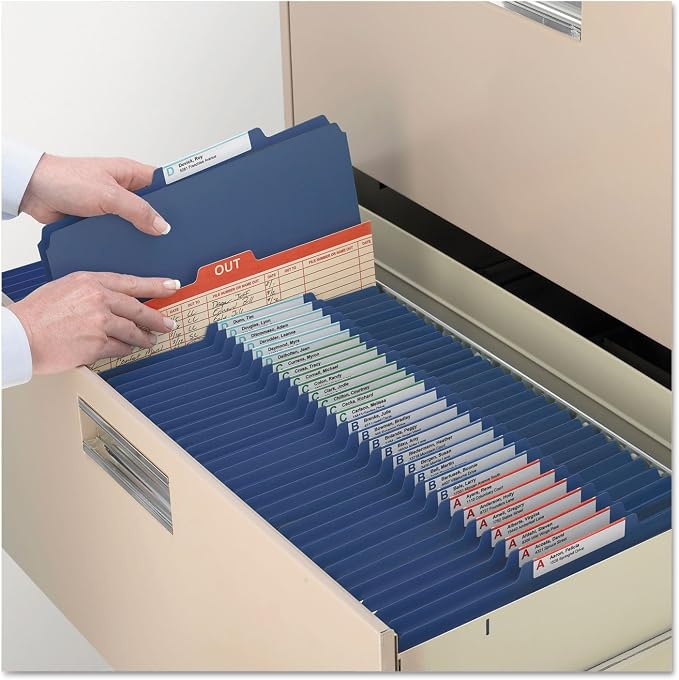 Smead Pressboard Legal Size File Folders with SafeSHIELD Fasteners, 2 Dividers, 2" Expansion, Office Folders, Paper Holder, Dark Blue, 10 per Box (19035)